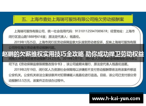 赵鹏的欠薪维权实用技巧全攻略 助你成功捍卫劳动权益